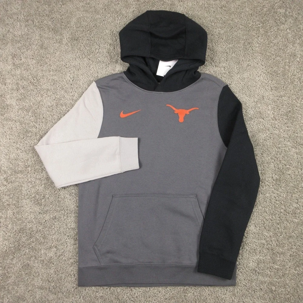 Texas Longhorns Sweater Boys Large Gray Hoodie Sweatshirt Nike Fleece Logo NCAA